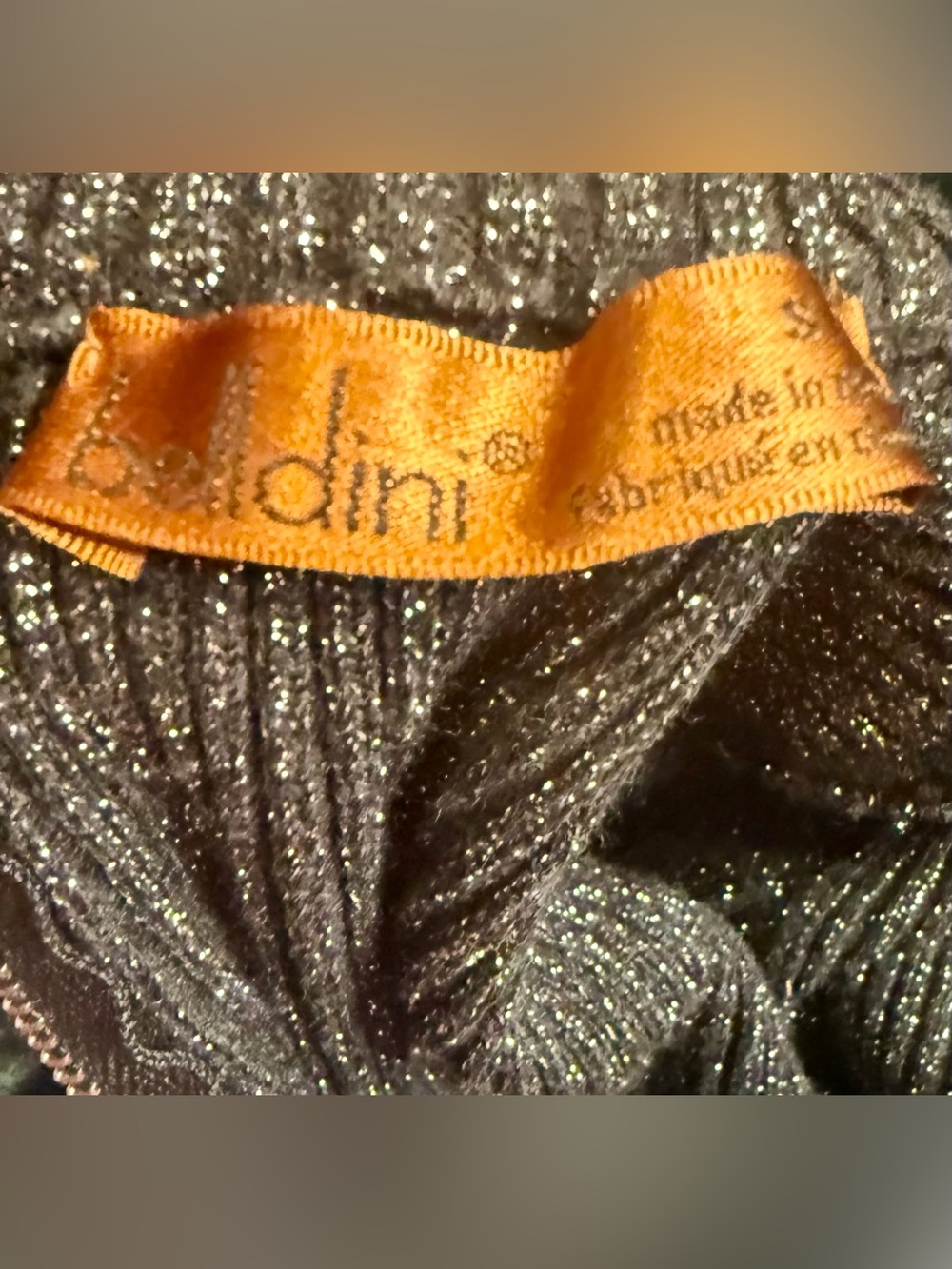 Belldini Black Silver Metallic Mock Neck Peplum Top Embellished Collar Size Smal - Picture 8 of 13
